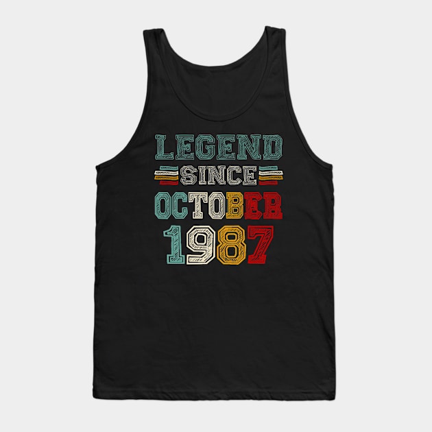 36 Years Old Legend Since October 1987 36th Birthday Tank Top by louismcfarland